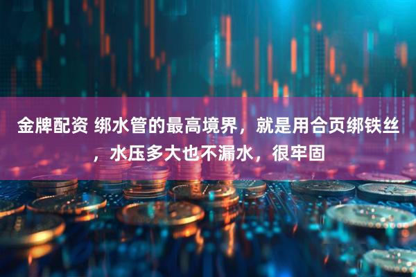 金牌配资 绑水管的最高境界，就是用合页绑铁丝，水压多大也不漏水，很牢固